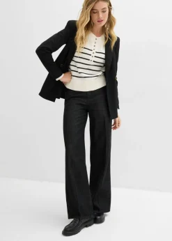 bonprix bonprix Vaqueros de pernera ancha, mid waist negro denim usado Sale