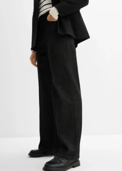 bonprix bonprix Vaqueros de pernera ancha, mid waist negro denim usado Sale