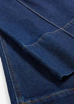 bonprix bonprix Vaqueros de pierna ancha, tiro medio y largo acortado Azul oscuro denim