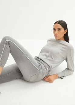 bonprix bonprix Vaqueros elásticos cómodos con largo capri y corte pitillo denim gris claro Discount