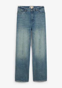 bonprix bonprix Vaqueros elásticos con corte holgado, talle alto y diseño recto azul claro denim usado New