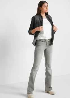 bonprix bonprix Vaqueros elásticos con corte bootcut y talle medio denim gris claro usado Clearance