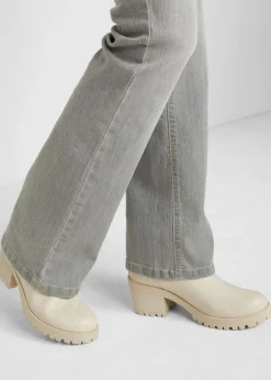 bonprix bonprix Vaqueros elásticos con corte bootcut y talle medio denim gris claro usado Clearance