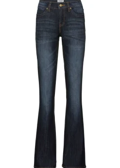 bonprix bonprix Vaqueros elásticos con corte bootcut y talle medio Azul marino desgastado Discount