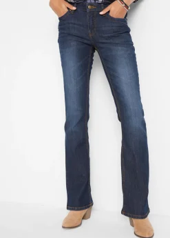 bonprix bonprix Vaqueros elásticos con corte bootcut y talle medio Azul marino desgastado Discount