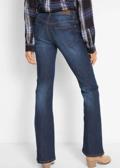 bonprix bonprix Vaqueros elásticos con corte bootcut y talle medio Azul marino desgastado Discount