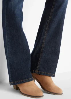 bonprix bonprix Vaqueros elásticos con corte bootcut y talle medio Azul marino desgastado Discount