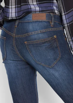bonprix bonprix Vaqueros elásticos con corte bootcut y talle medio Azul marino desgastado Discount