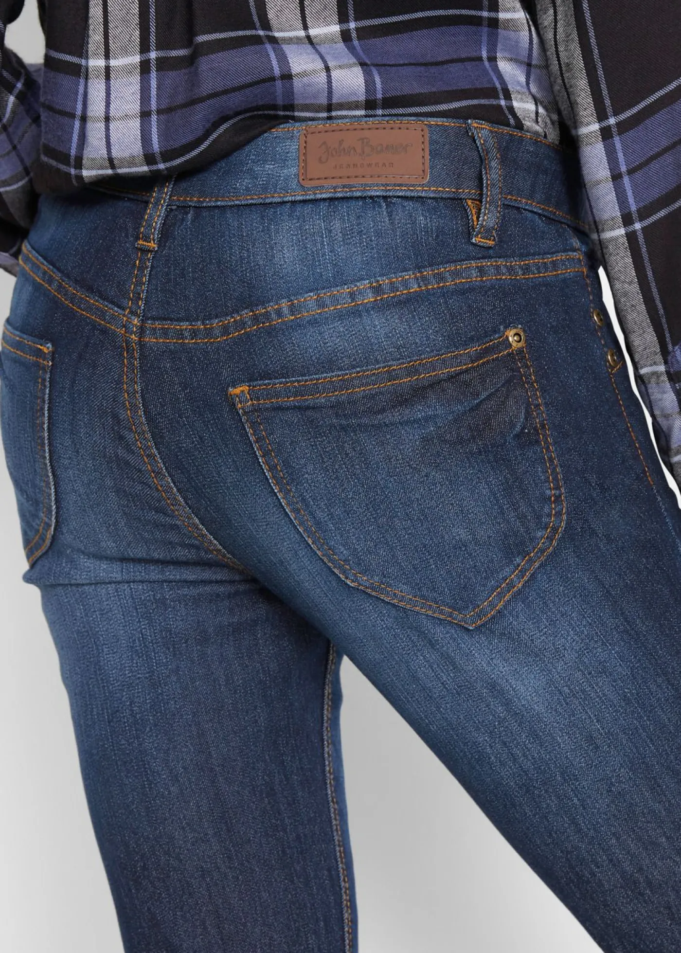 bonprix bonprix Vaqueros elásticos con corte bootcut y talle medio Azul marino desgastado Discount