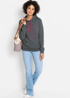 bonprix bonprix Vaqueros elásticos con corte bootcut y talle medio azul claro denim usado