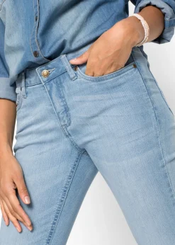 bonprix bonprix Vaqueros elásticos con corte bootcut y talle medio azul claro denim usado