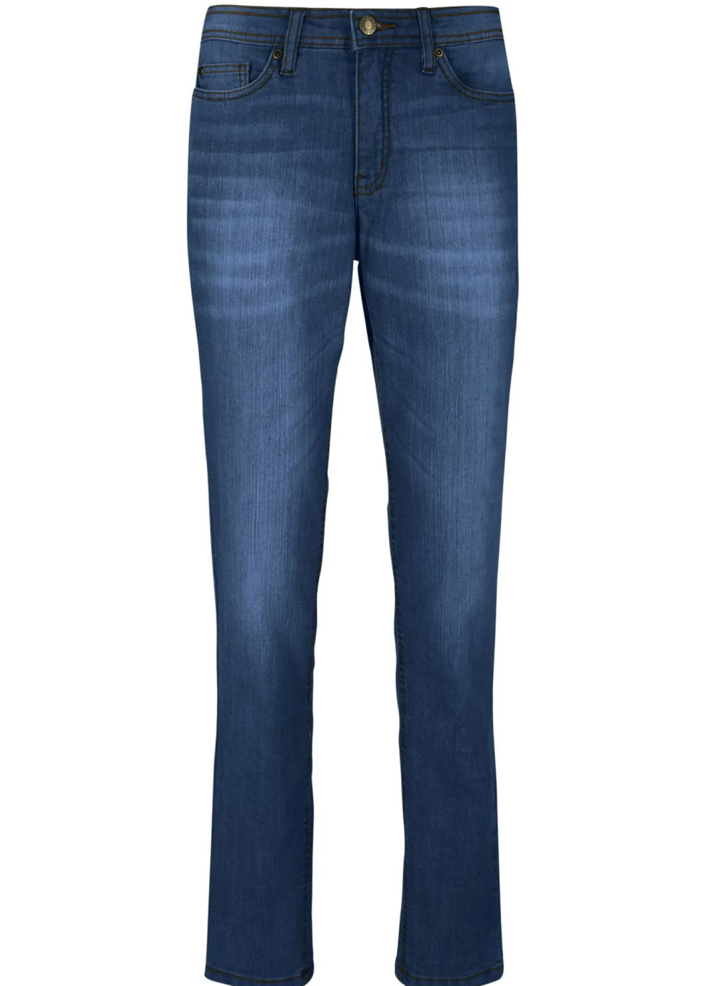 bonprix bonprix Vaqueros elásticos con corte mom y talle medio Azul marino desgastado New