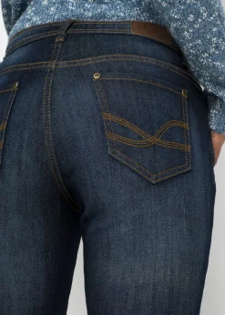 bonprix bonprix Vaqueros elásticos con corte mom y talle medio Azul marino desgastado New