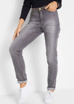 bonprix bonprix Vaqueros elásticos con corte mom y talle medio Denim gris usado Best