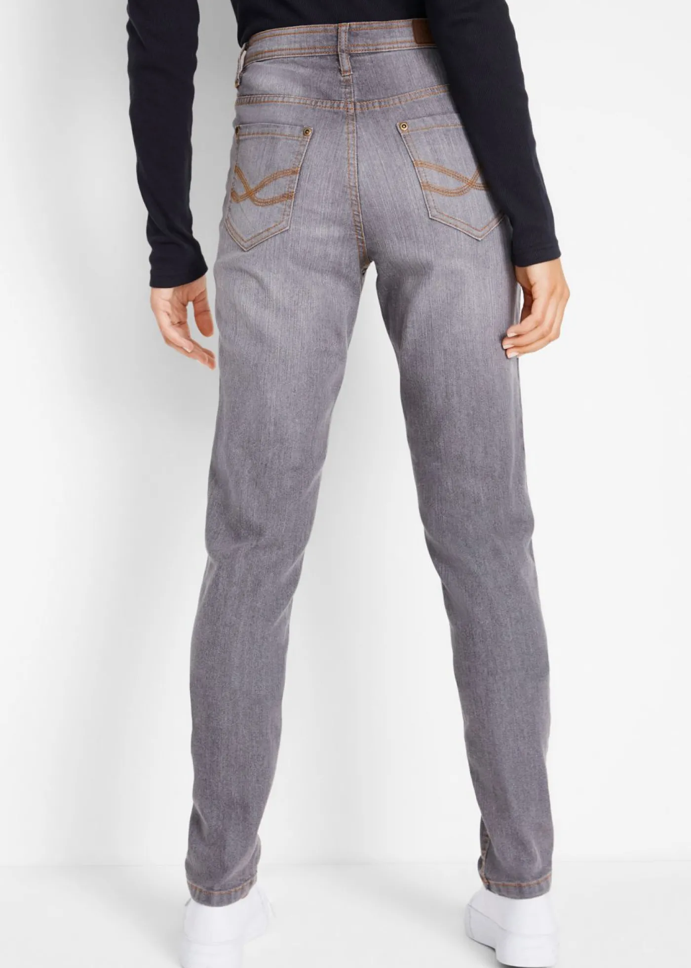 bonprix bonprix Vaqueros elásticos con corte mom y talle medio Denim gris usado Best