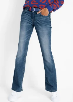 bonprix bonprix Vaqueros elásticos con corte bootcut y talle medio Azul desgastado Outlet
