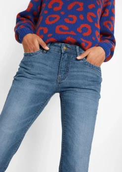 bonprix bonprix Vaqueros elásticos con corte bootcut y talle medio Azul desgastado Outlet