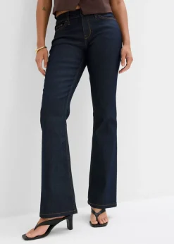 bonprix bonprix Vaqueros elásticos con corte bootcut y talle medio Denim azul almirante sin lavar Clearance