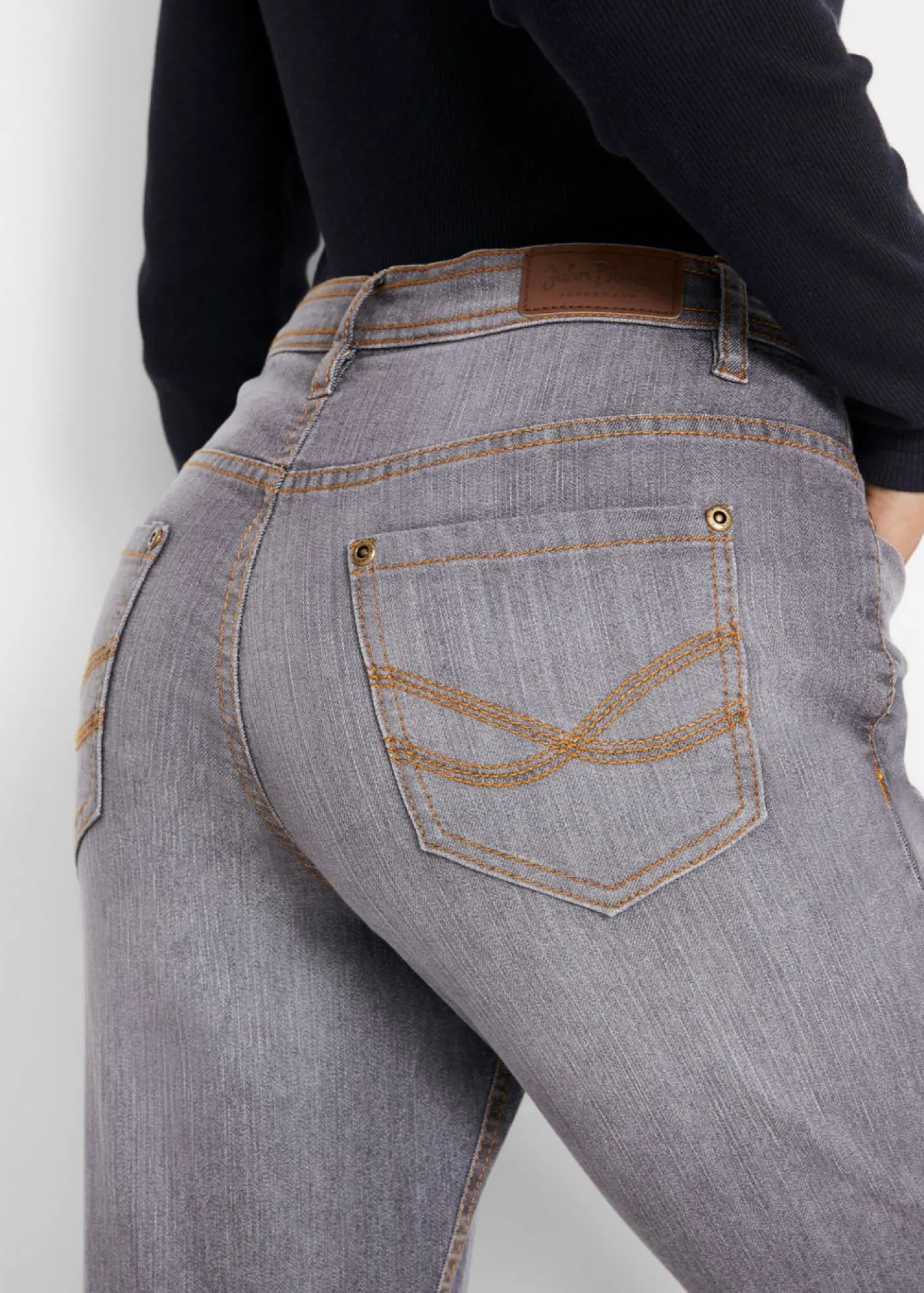 bonprix bonprix Vaqueros elásticos con corte mom y talle medio Denim gris usado Outlet