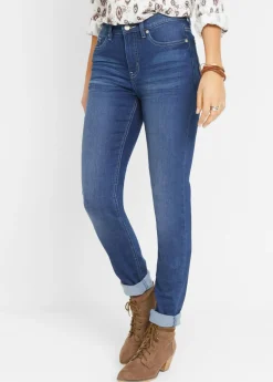 bonprix bonprix Vaqueros elásticos con talle medio y corte slim Denim desgastado New