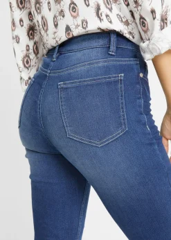 bonprix bonprix Vaqueros elásticos con talle medio y corte slim Denim desgastado New