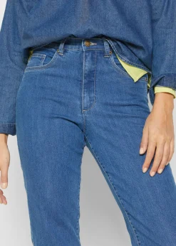 bonprix bonprix Vaqueros elásticos de cintura alta y corte mom Azul piedra usado Outlet
