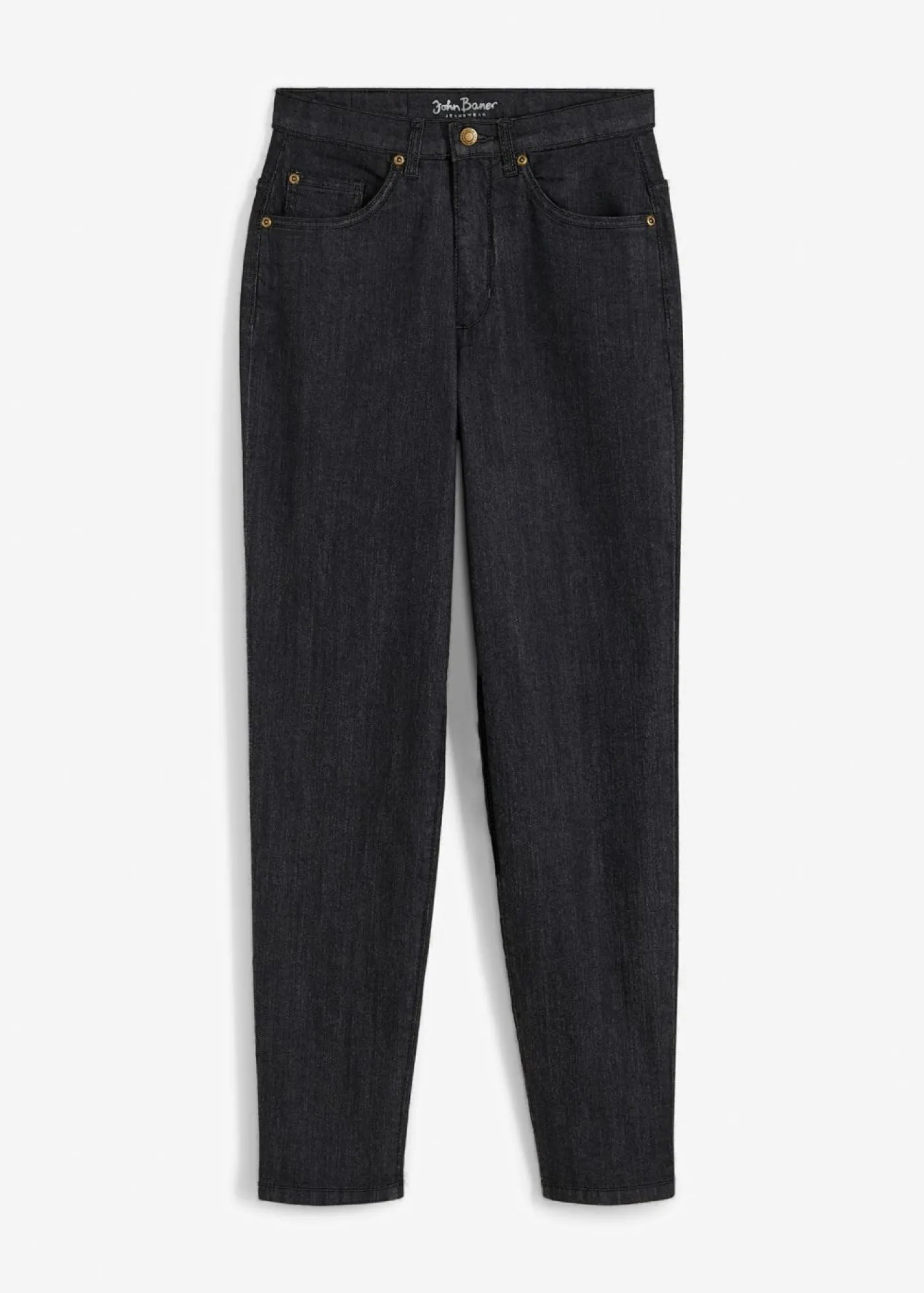bonprix bonprix Vaqueros elásticos de cintura alta y corte mom Denim negro desgastado New