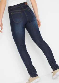 bonprix bonprix Vaqueros elásticos de corte slim y talle alto Denim oscuro desgastado New