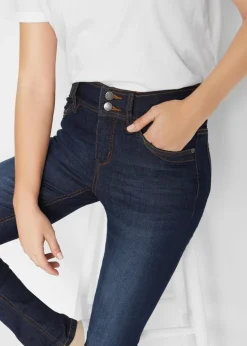 bonprix bonprix Vaqueros elásticos de corte slim y talle alto Denim oscuro desgastado New