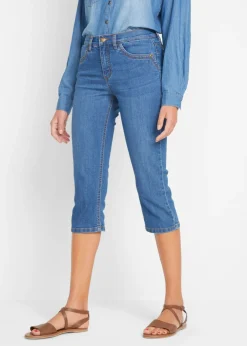 bonprix bonprix Vaqueros elásticos de corte capri Azul piedra usado Outlet