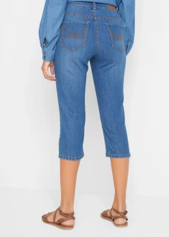 bonprix bonprix Vaqueros elásticos de corte capri Azul piedra usado Outlet