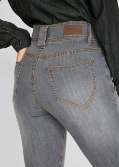 bonprix bonprix Vaqueros elásticos de corte slim y talle alto denim gris desgastado New