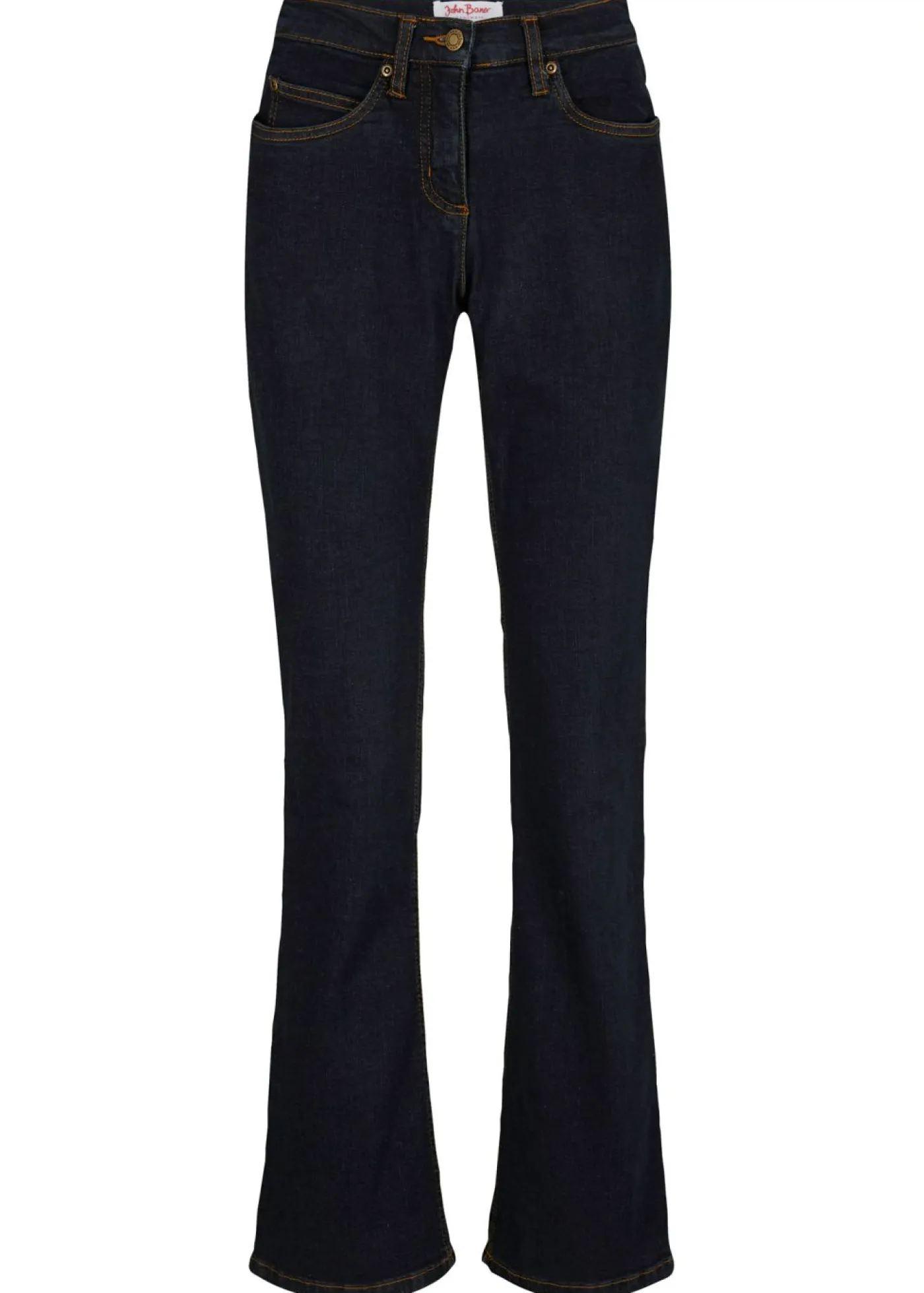 bonprix bonprix Vaqueros elásticos de talle alto con corte bootcut Azul marino Sale