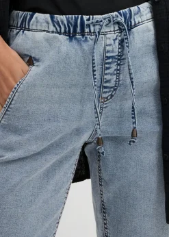 bonprix bonprix Vaqueros elásticos deportivos de talle medio Denim oscuro desgastado Best
