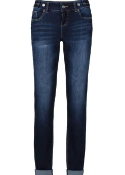 bonprix bonprix Vaqueros elásticos tipo boyfriend con cintura media Azul marino desgastado Best
