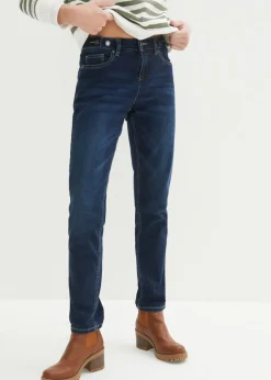 bonprix bonprix Vaqueros elásticos tipo boyfriend con cintura media Azul marino desgastado Best