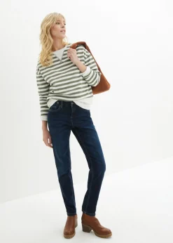 bonprix bonprix Vaqueros elásticos tipo boyfriend con cintura media Azul marino desgastado Best