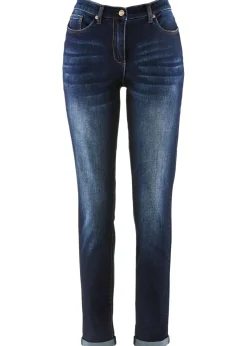 bonprix bonprix Vaqueros elásticos tipo boyfriend, mid waist Azul oscuro denim Outlet