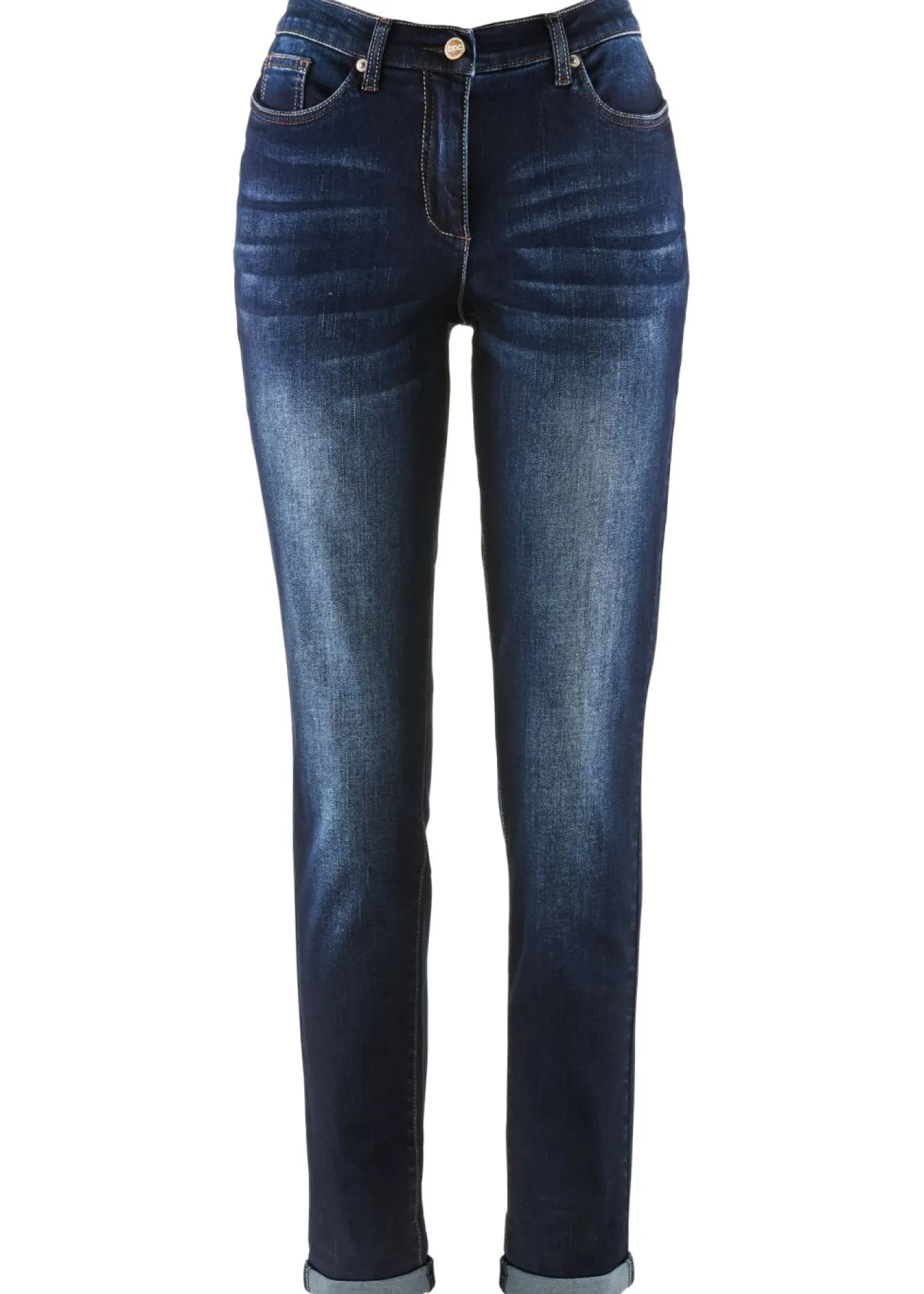 bonprix bonprix Vaqueros elásticos tipo boyfriend, mid waist Azul oscuro denim Outlet