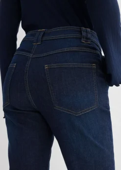 bonprix bonprix Vaqueros flared, high waist de algodón orgánico azul oscuro denim usado Discount