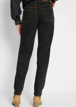 bonprix bonprix Vaqueros largos con corte mom y talle medio Negro Sale