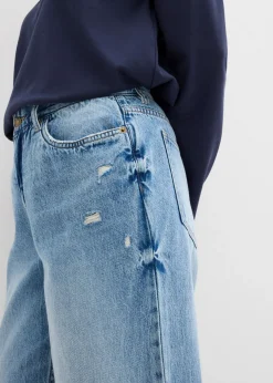 bonprix bonprix Vaqueros low stretch con perneras anchas y tiro medio Denim claro desgastado Discount