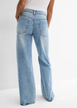 bonprix bonprix Vaqueros low stretch con corte holgado, talle medio y diseño recto azul hielo denim usado Discount