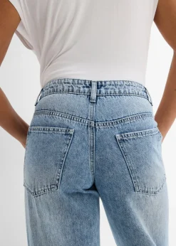 bonprix bonprix Vaqueros low stretch con corte holgado, talle medio y diseño recto azul hielo denim usado Discount