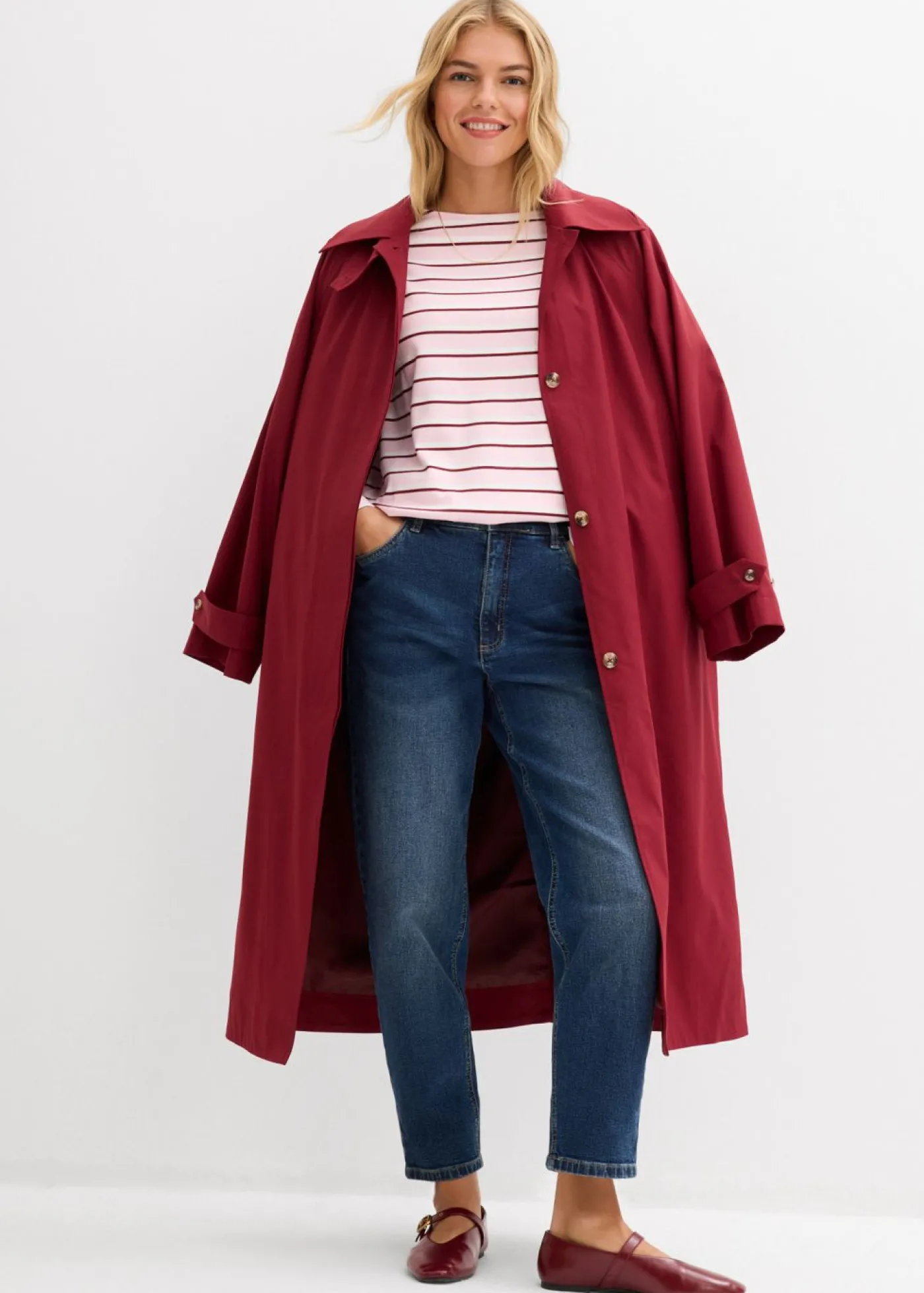bonprix bonprix Vaqueros mom, high waist, cropped azul oscuro denim usado