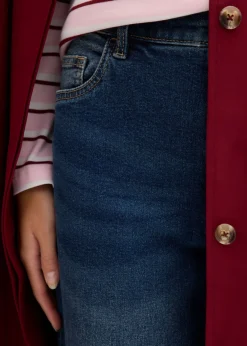 bonprix bonprix Vaqueros mom, high waist, cropped azul oscuro denim usado