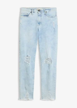 bonprix bonprix Vaqueros mom, high waist, con efecto roto Azul usado Clearance