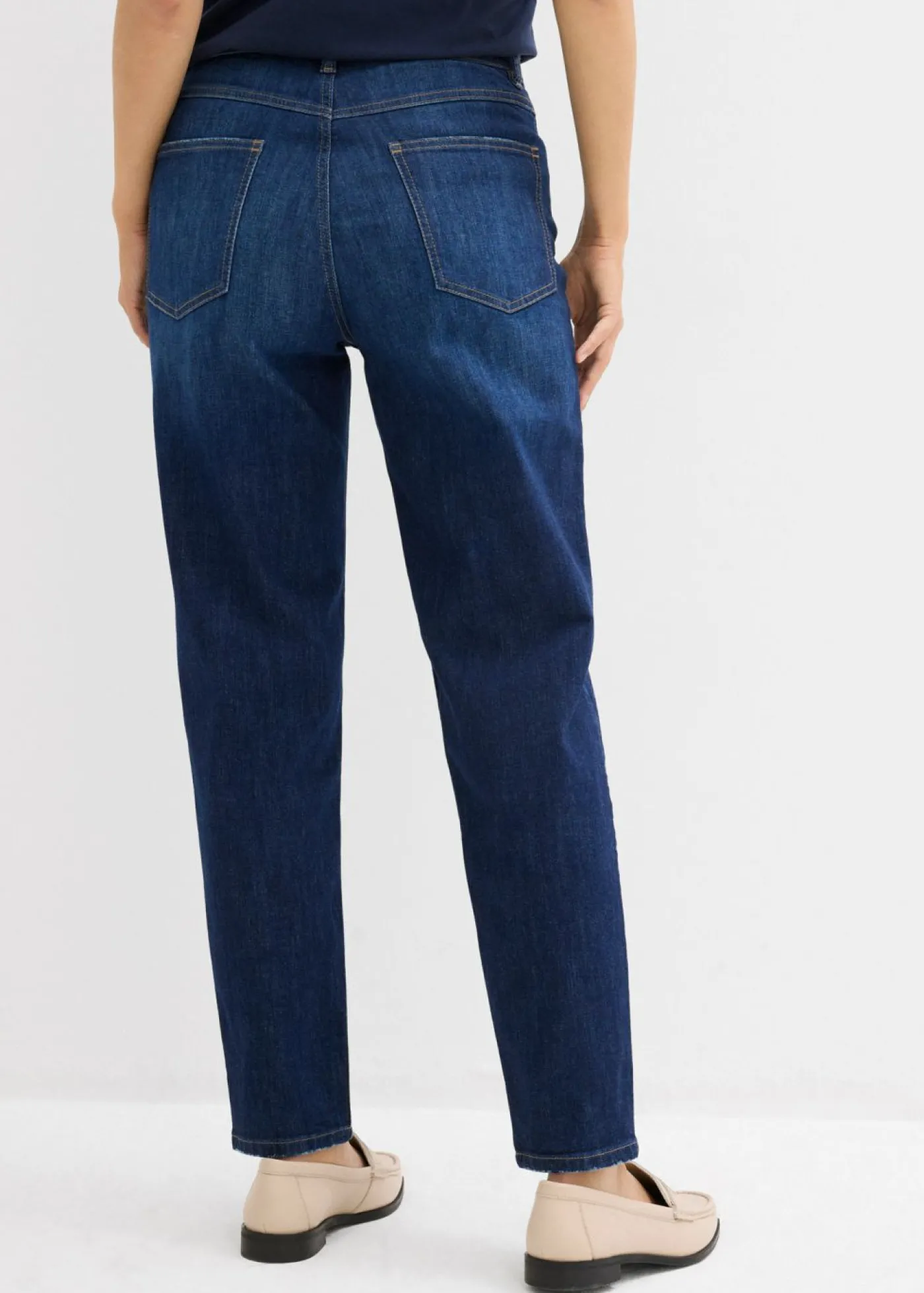 bonprix bonprix Vaqueros mom, high waist, cropped Azul oscuro denim Online