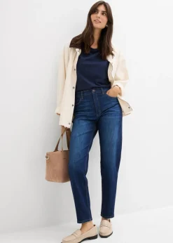 bonprix bonprix Vaqueros mom, high waist, cropped Azul oscuro denim Online