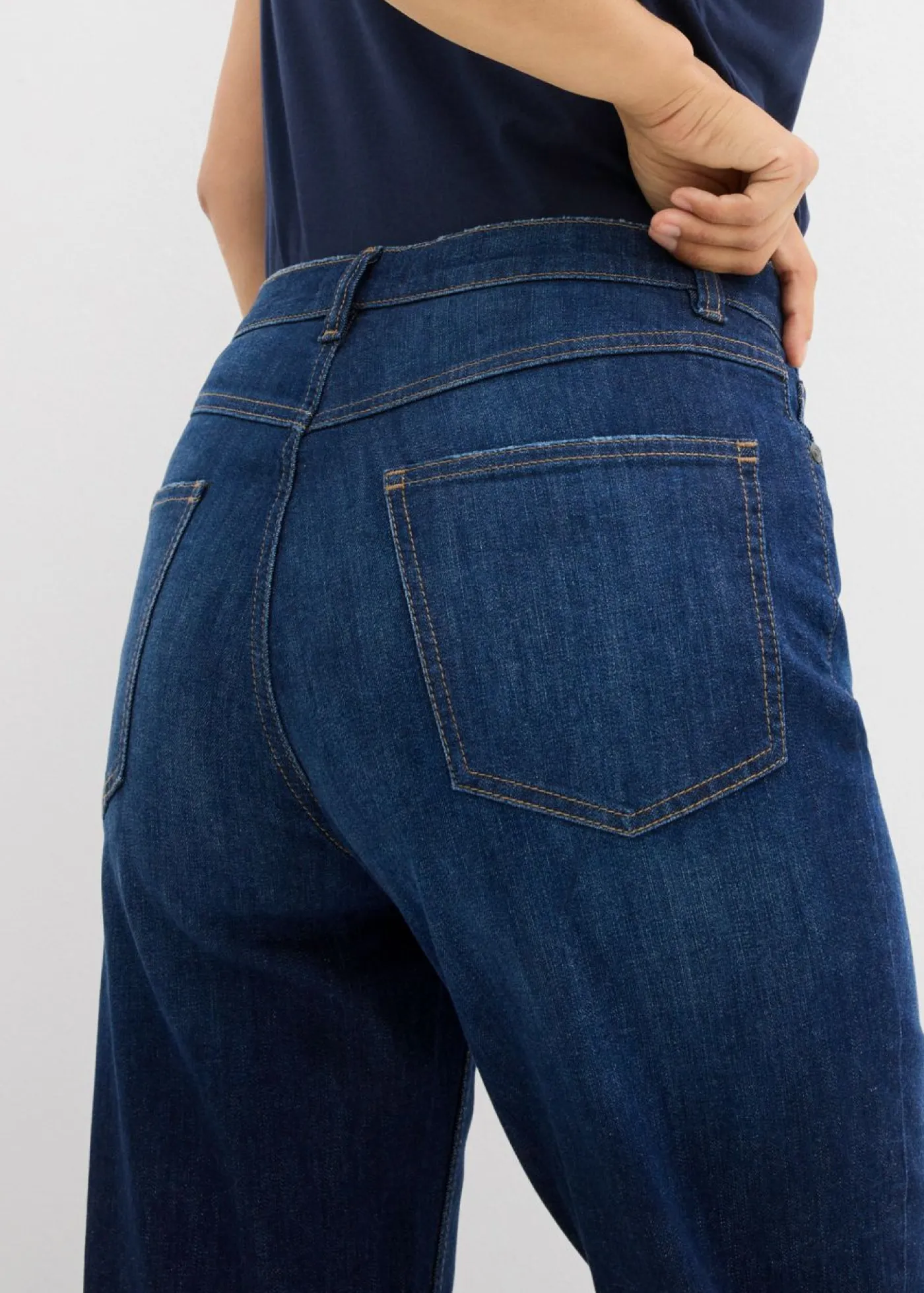 bonprix bonprix Vaqueros mom, high waist, cropped Azul oscuro denim Online